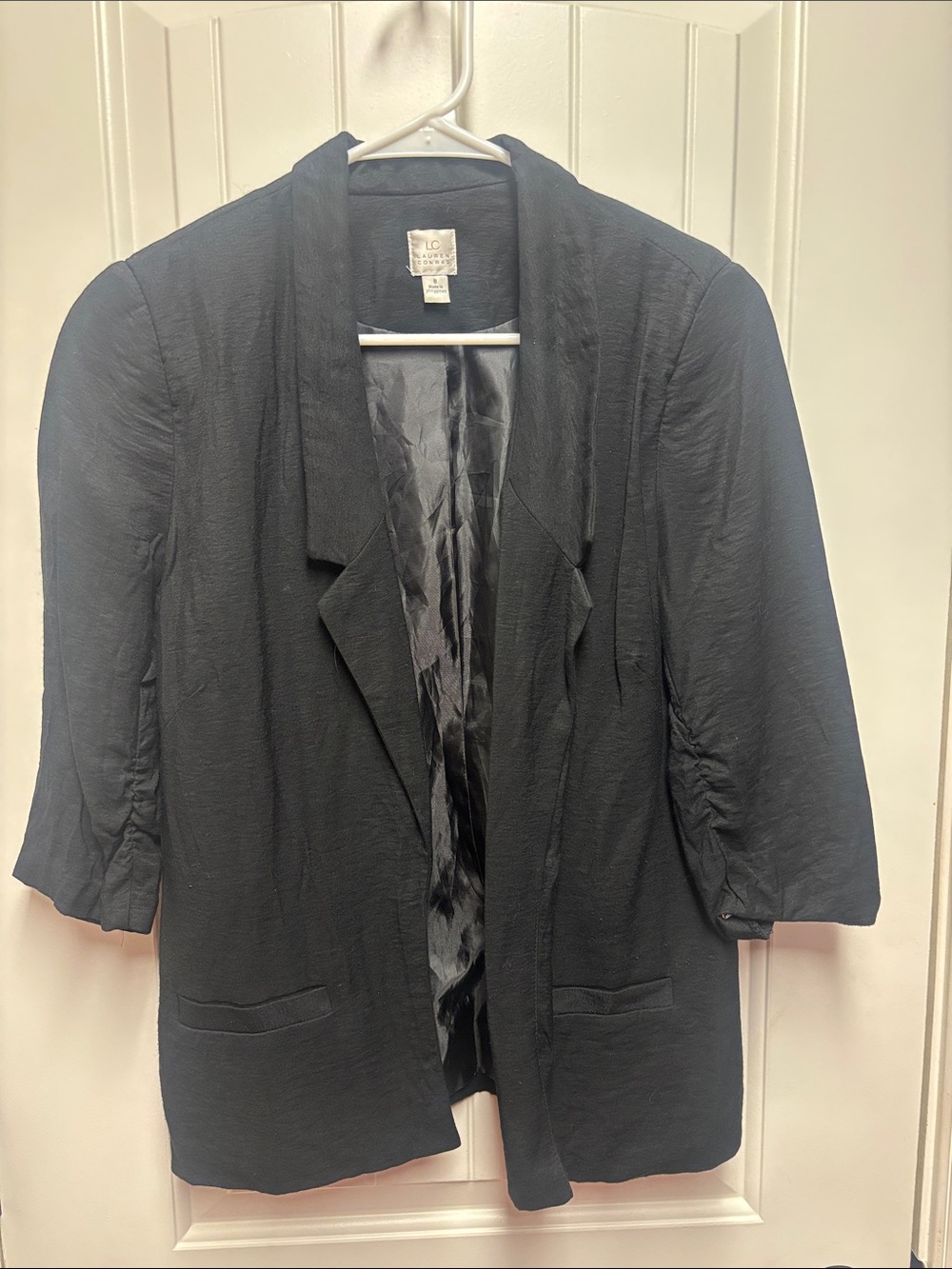 LC Lauren Conrad Black Open-Front Draped Blazer Jacket size 8